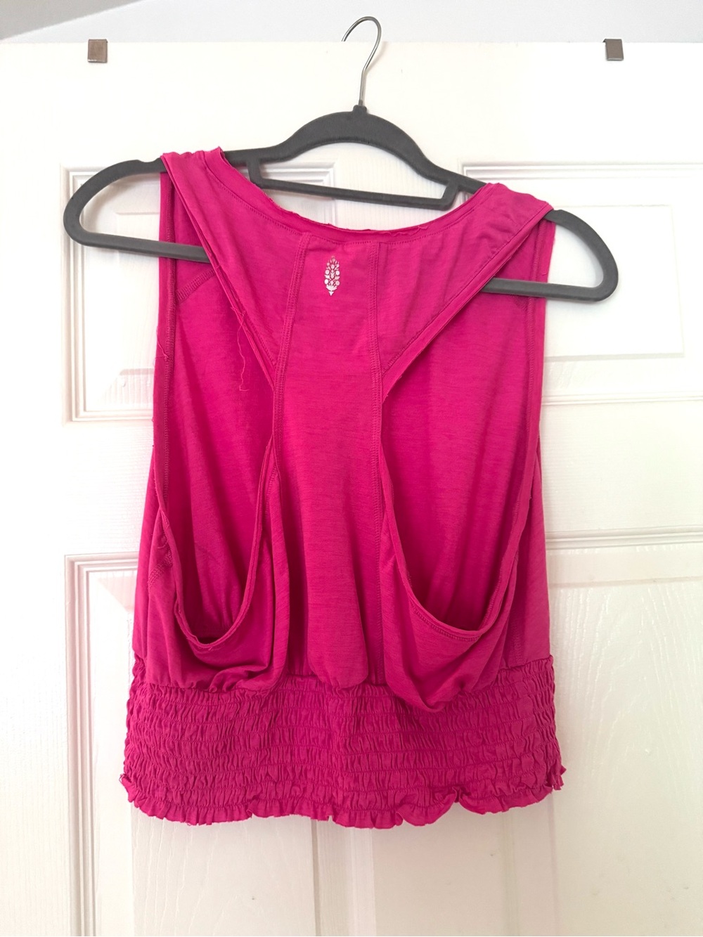 FP Movement by Free People Bright Pink Racerback Tank with Smocked Hem
